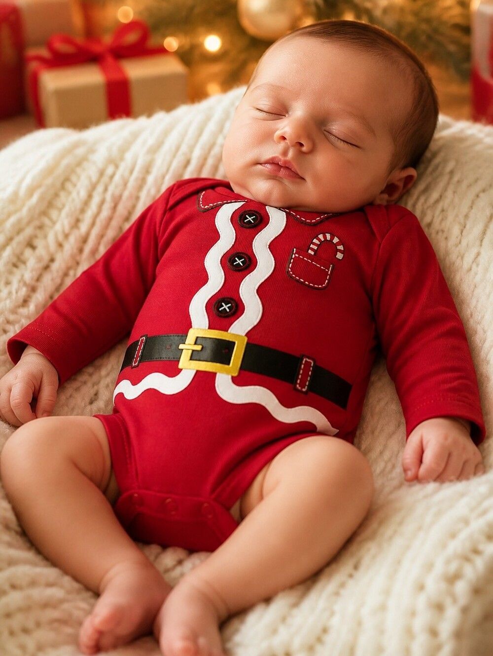 Santa Suit Baby Onesie Red White Christmas Holiday 0-3M Newborn Shirt